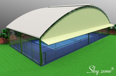 mái che tennis tole với cánh gà đưa ra s